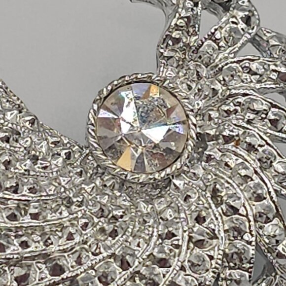 SarahCoventry "Evening Splendor" SilverTone Rhinestone Swirl Elegant Stmt Brooch - Picture 4 of 16
